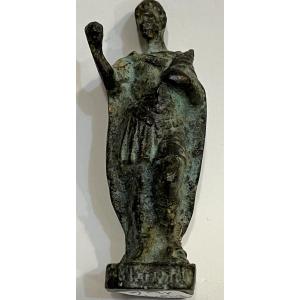 Bronze Statuette With A Green Patina (naples?), Representing A Roman Soldier. Grand Tour, Italy