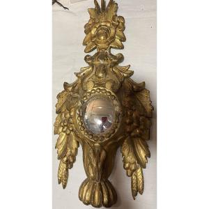 Large 18th-century Gilded Wooden Reliquary, Transformed Into A Mirror. Italy.