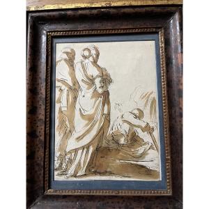 Drawing In Brown Ink And Ink Wash. Italy, 17th Century.