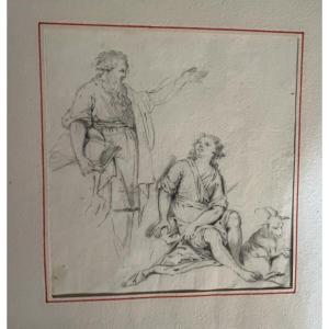 Study, 18th Century, Scene In The Antique Style, Between A Man And A Teenager 