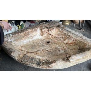 Corner Fountain Basin, Louis XIV Period, Chipped, Pink Marble.