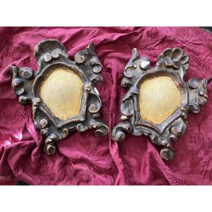 Pair Of Altar Canons, Silvered Wood, Italy Late 17th Century.