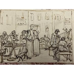 Small Vénitien Drawing, Beginning Of The 19 Teeen Century