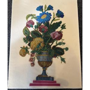 Fine Cream-colored Linen Embroidered With Very Small Beads, In The Style Of The 18th Century. 