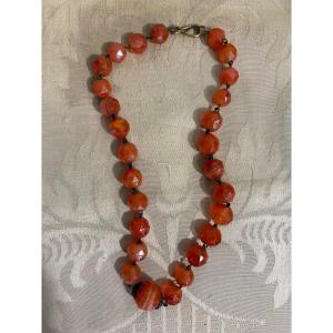 Faceted Carnelian Necklace. Late 19th Or Early 20th Century