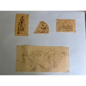 Set Of Ink Drawings On Tracing Paper, Antique Scenes, John Flexman ?