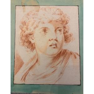 Red Chalk Portrait Of A Very Young Man. Neoclassical. France.