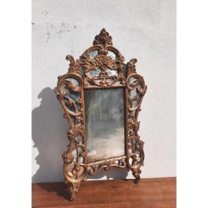 Louis XV Style Mirror In Gilded Wood.