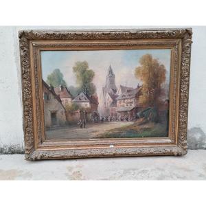 Animated Village Scene Painting