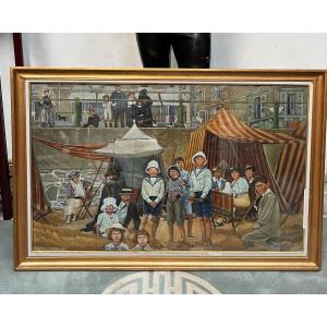 Double-sided Painting Decorated With Characters, 19th Century