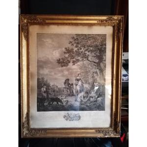 Gravure Retour De La Chasse 19eme 