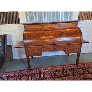 Beautiful Cylinder Desk In Mahogany 19th