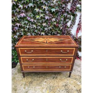 Louis XVI Chest Of Drawers In 19th Century Marquetry