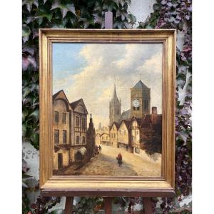 19th Century Alley Scene Painting