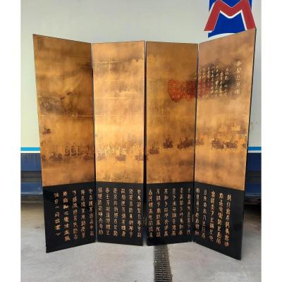 Four Leaf Screen With Chinese Decor.