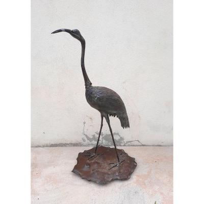 Patinated Bronze Heron.