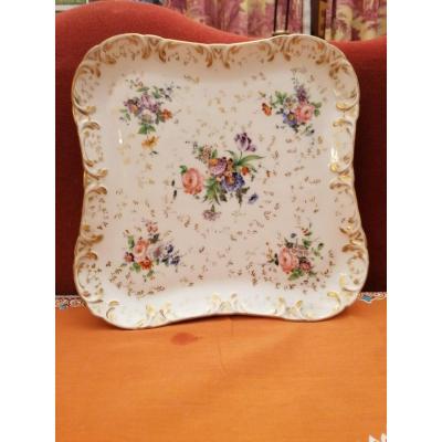 Porcelain Cake Dish Painted Decor.