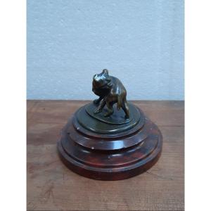 The Dog Biting Himself In 19th Century Bronze