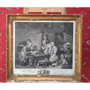 Engraving "devotion To The Home" XIXth