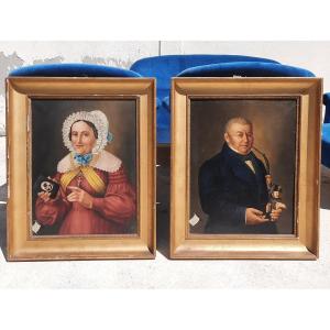 Pair Of 19th Century Male And Female Portraits