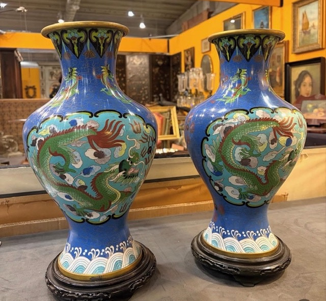 Coppia di vasi cinesi cloisonnÇ