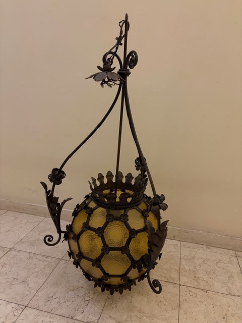 Grande lampada a sospensione in ferro battuto-photo-2