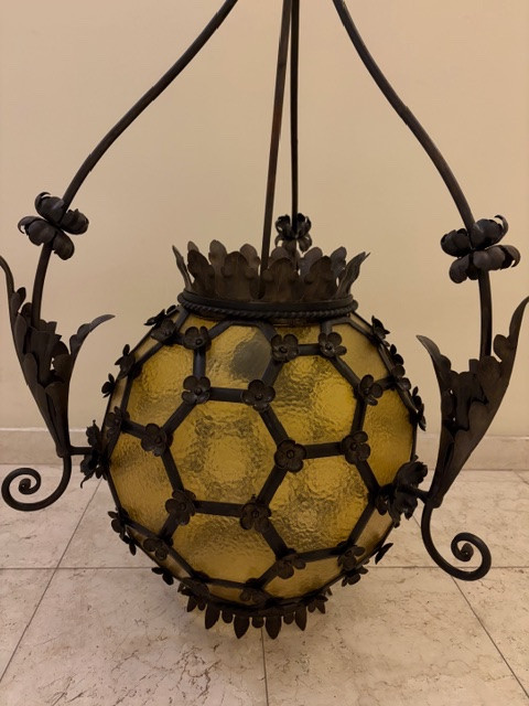 Grande lampada a sospensione in ferro battuto-photo-5