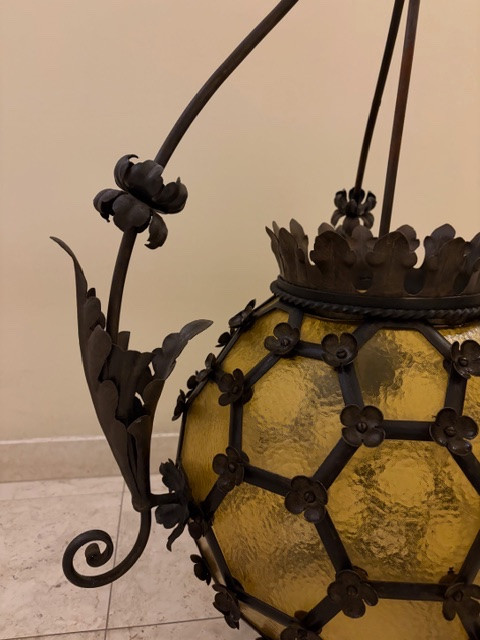 Grande lampada a sospensione in ferro battuto-photo-8