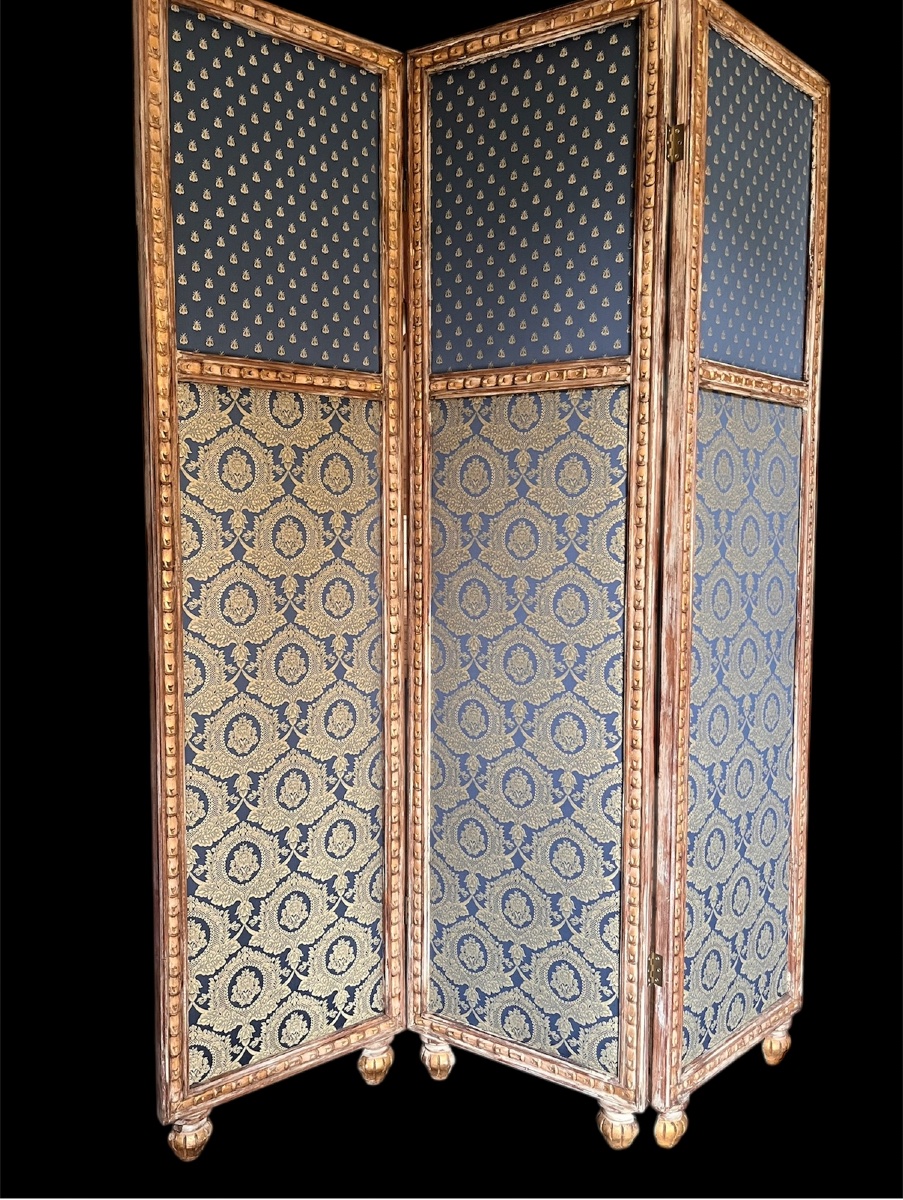 Paravento decorativo a tre pannelli, Stile Luigi XVI-photo-1