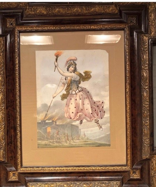 Coppia di acquerelli che raffigurano due figure allegoriche, XIX sec.-photo-3