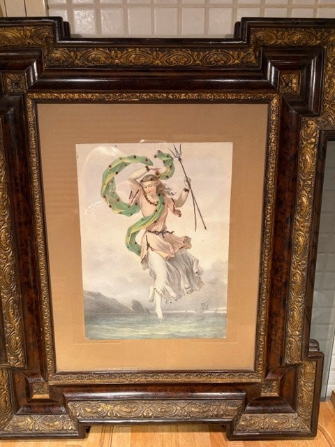 Coppia di acquerelli che raffigurano due figure allegoriche, XIX sec.-photo-3