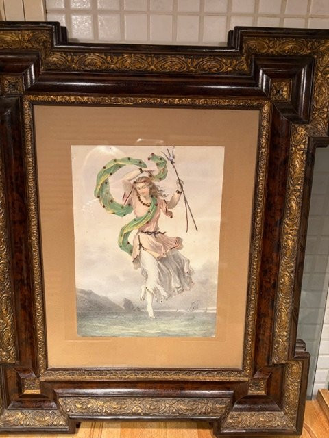 Coppia di acquerelli che raffigurano due figure allegoriche, XIX sec.-photo-4