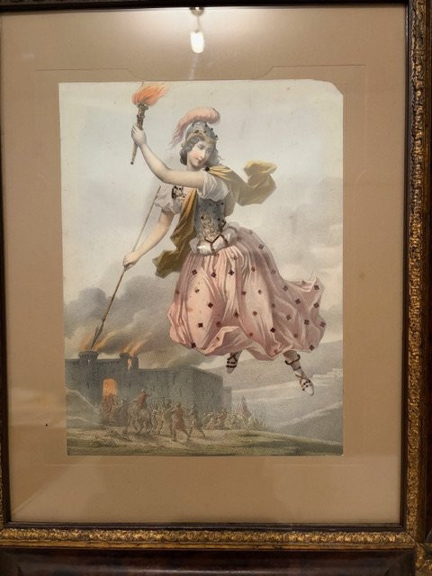 Coppia di acquerelli che raffigurano due figure allegoriche, XIX sec.-photo-6