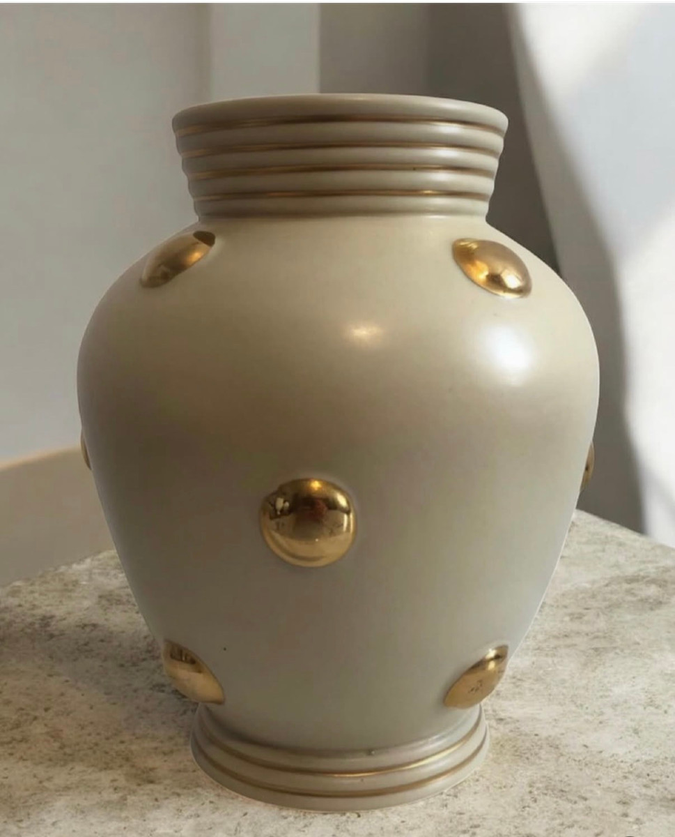 Rometti, Vaso in ceramica color avorio