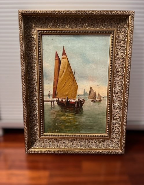 Veduta marina, olio su tela, G.Marchini -photo-4