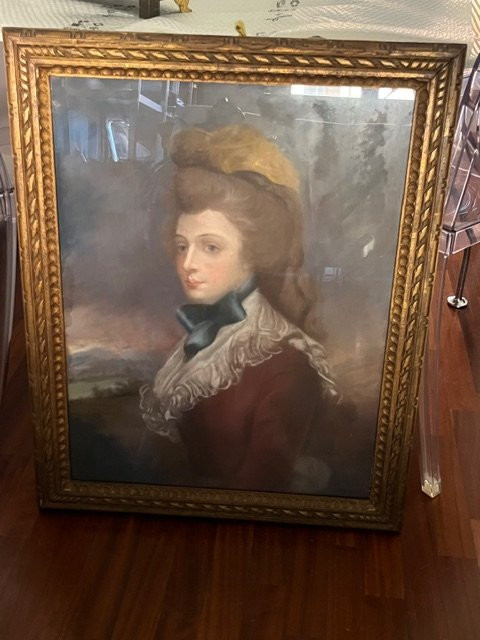 Coppia di ritratti femminili, pastello. XVIII sec.-photo-3