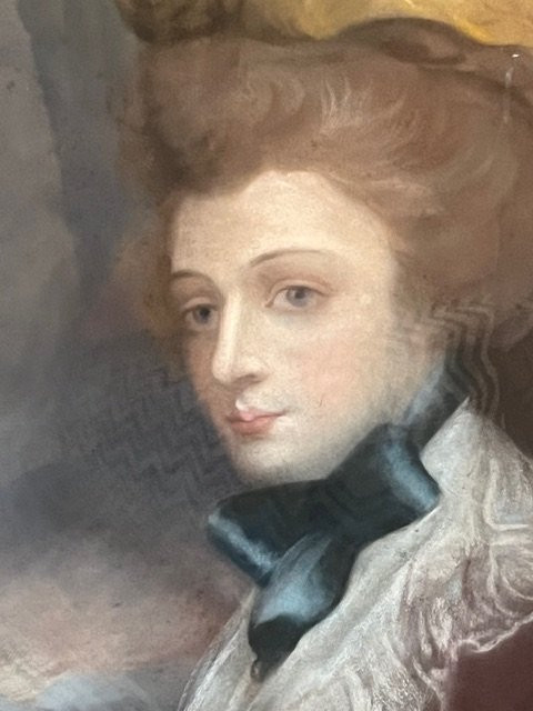 Coppia di ritratti femminili, pastello. XVIII sec.-photo-7