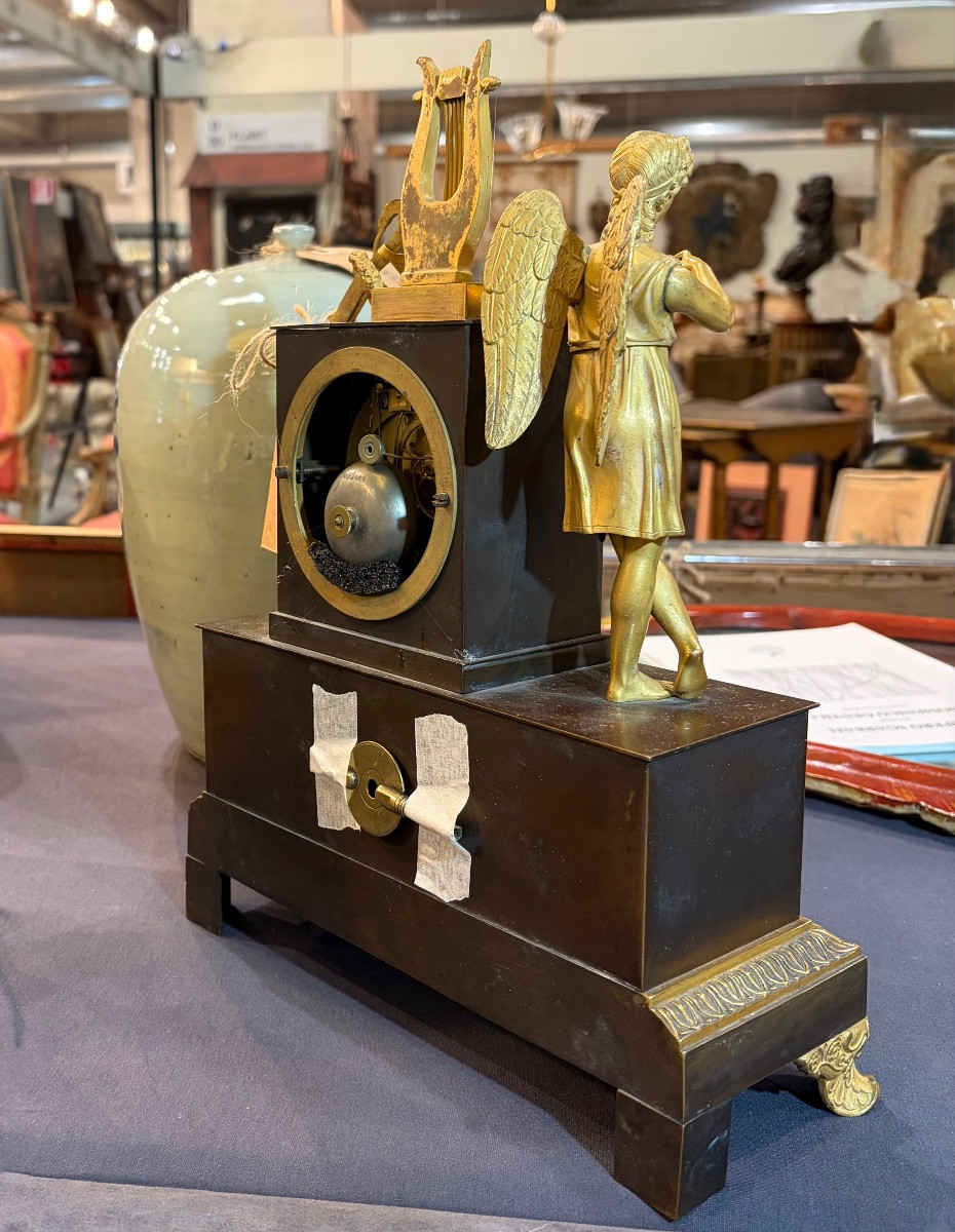 Pendola da tavolo in bronzo dorato, Francia  XIX sec.-photo-2