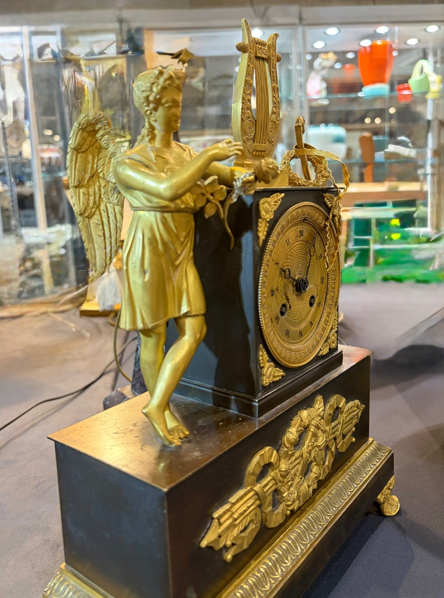 Pendola da tavolo in bronzo dorato, Francia  XIX sec.-photo-4
