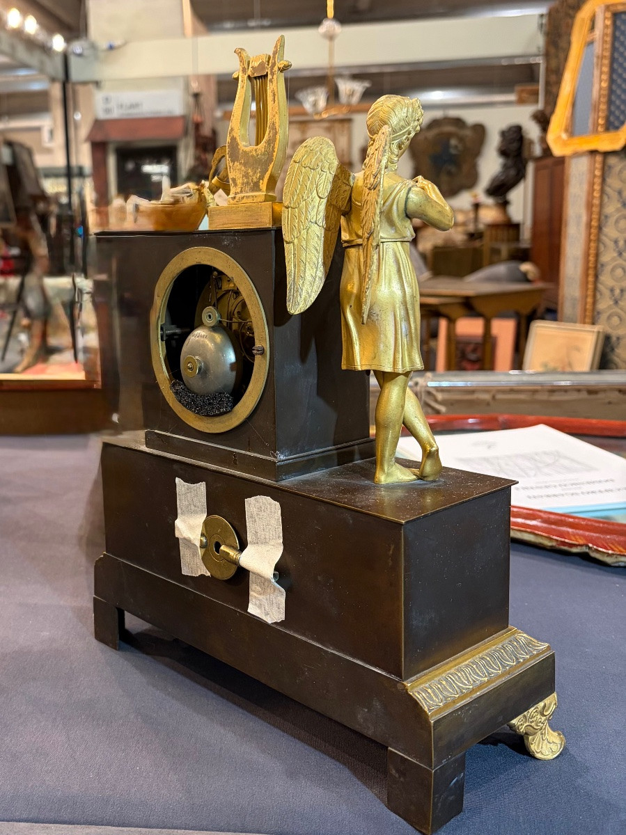 Pendola da tavolo in bronzo dorato, Francia  XIX sec.-photo-6