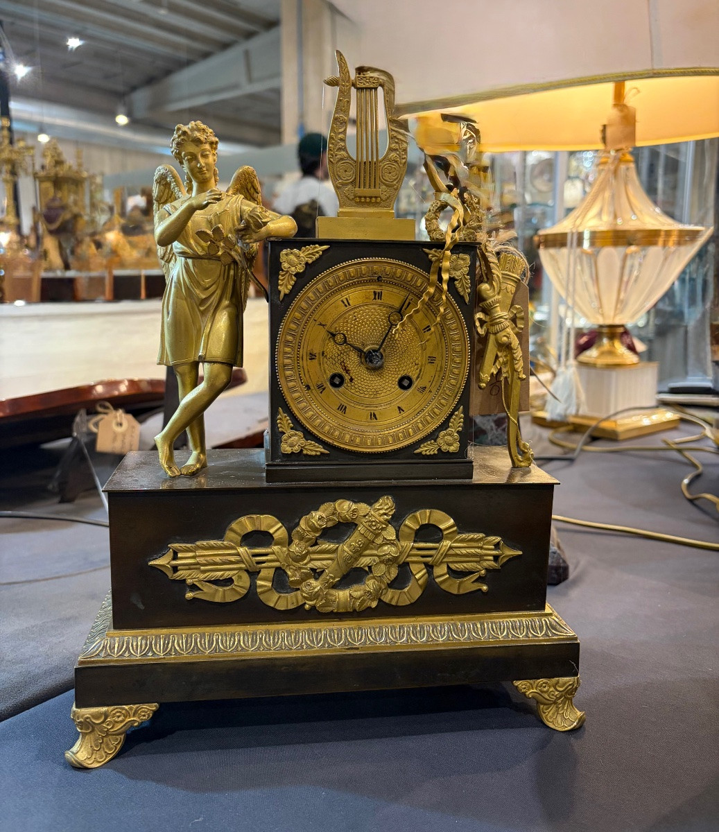Pendola da tavolo in bronzo dorato, Francia  XIX sec.-photo-7