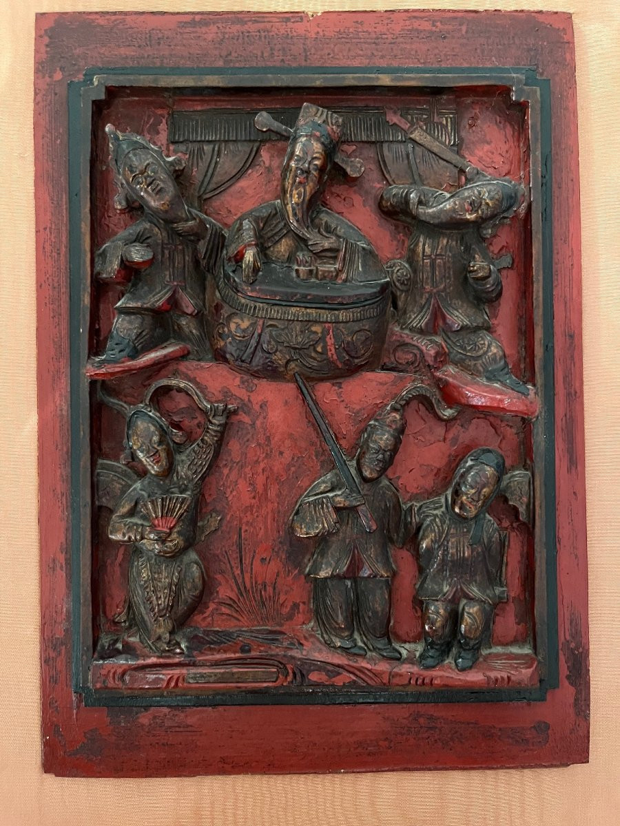 Pannello  decorativa cinese — elemento di letto da oppio, XIX secolo-photo-3