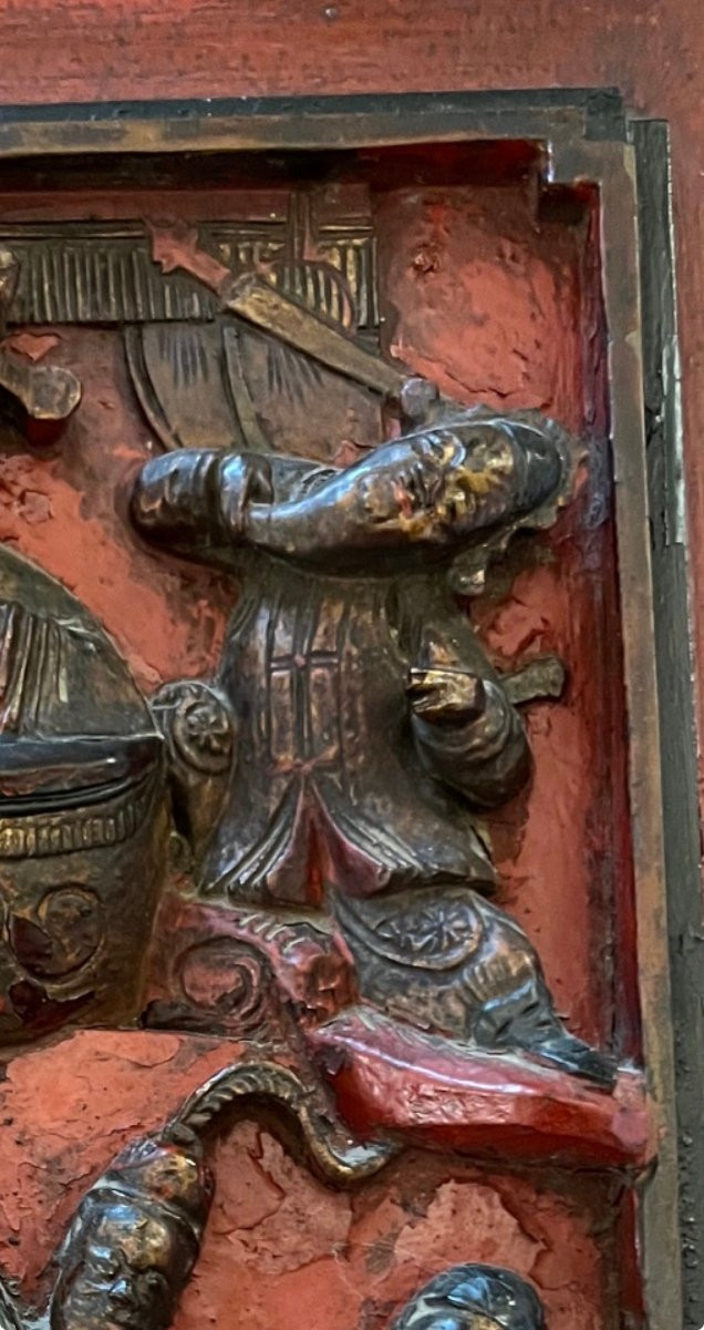 Pannello  decorativa cinese — elemento di letto da oppio, XIX secolo-photo-5