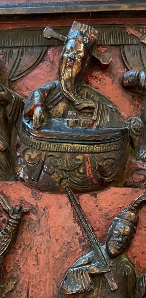 Pannello  decorativa cinese — elemento di letto da oppio, XIX secolo-photo-7