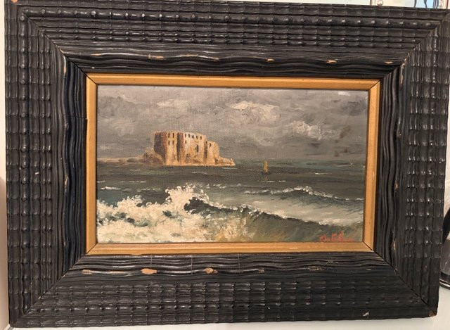 Olio su tela, Castel dell'Ovo, Napoli, E. Ortolani-photo-3