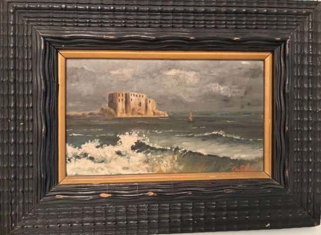 Olio su tela, Castel dell'Ovo, Napoli, E. Ortolani-photo-4