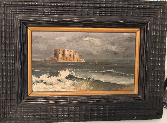 Olio su tela, Castel dell'Ovo, Napoli, E. Ortolani