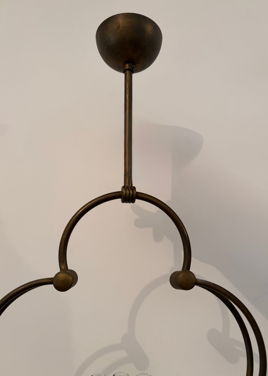 Lampada a sospensione in ottone e vetro di Murano, attr. Barovier &Toso, anni ‘40-photo-4