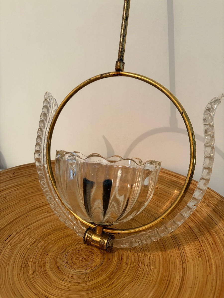 Lampada a sospensione in vetro di Murano attri. a Barovier, anni ‘30/‘40-photo-2
