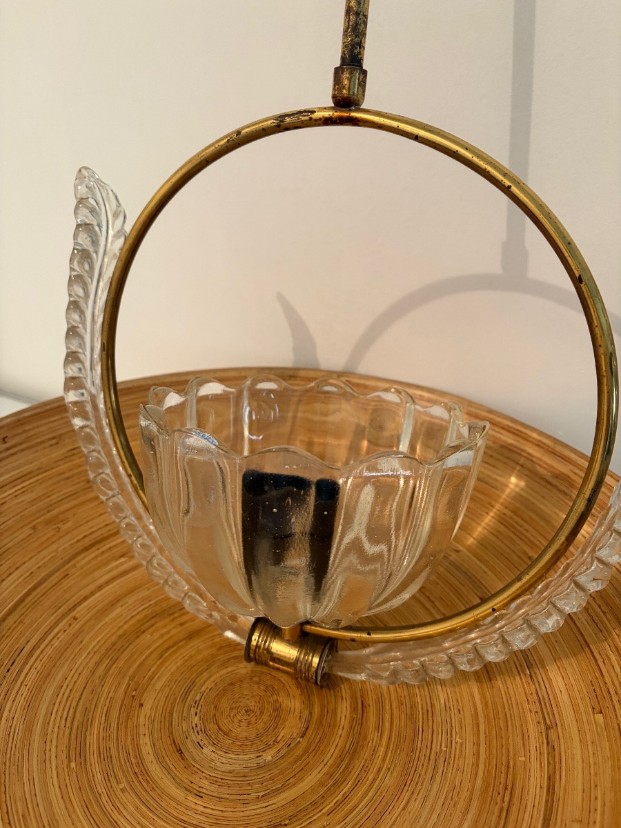 Lampada a sospensione in vetro di Murano attri. a Barovier, anni ‘30/‘40-photo-3